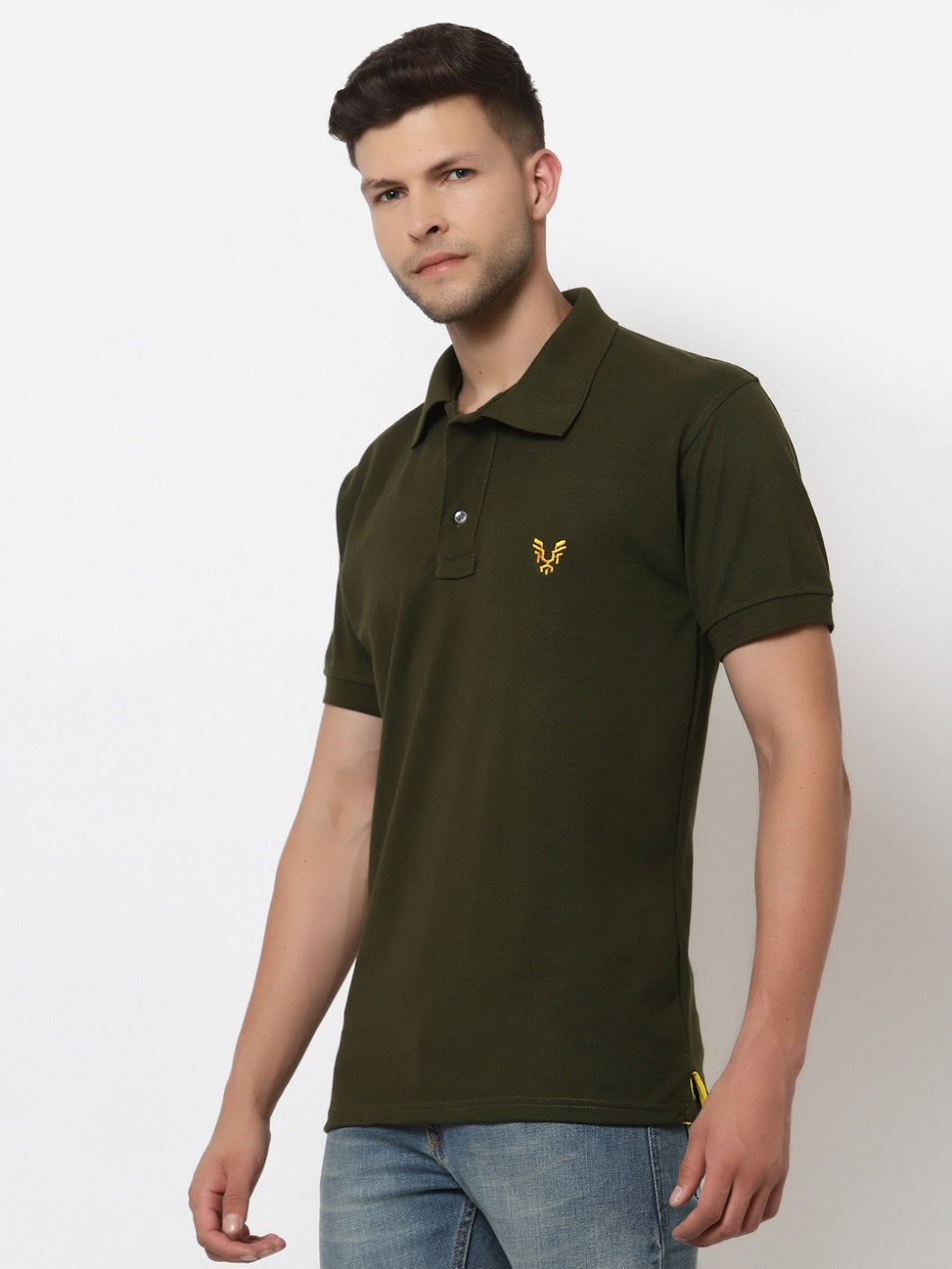 Men's Solid Cotton Regular Fit Polo T-Shirt