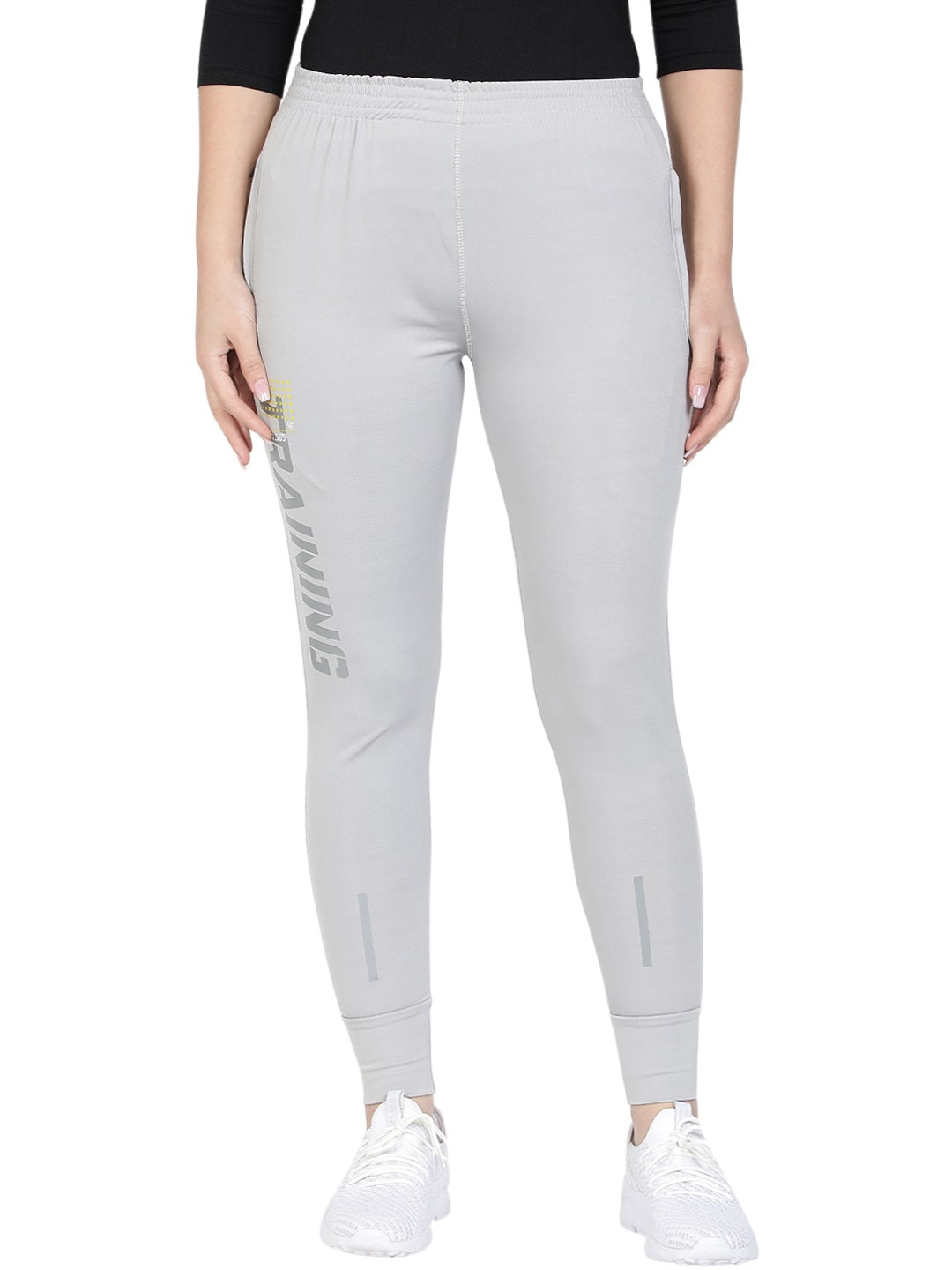 Women's Stretchable Lycra Joggers Track Pants with 2 Zippered Pockets for Gym, Yoga, Workout and Casual Wear