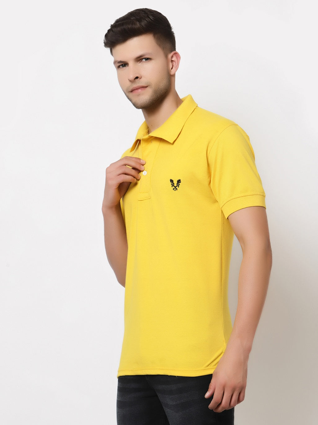 Men's Solid Cotton Regular Fit Polo T-Shirt