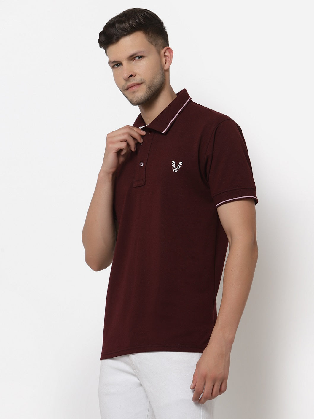 Men's Solid Cotton Regular Fit Polo T-Shirt