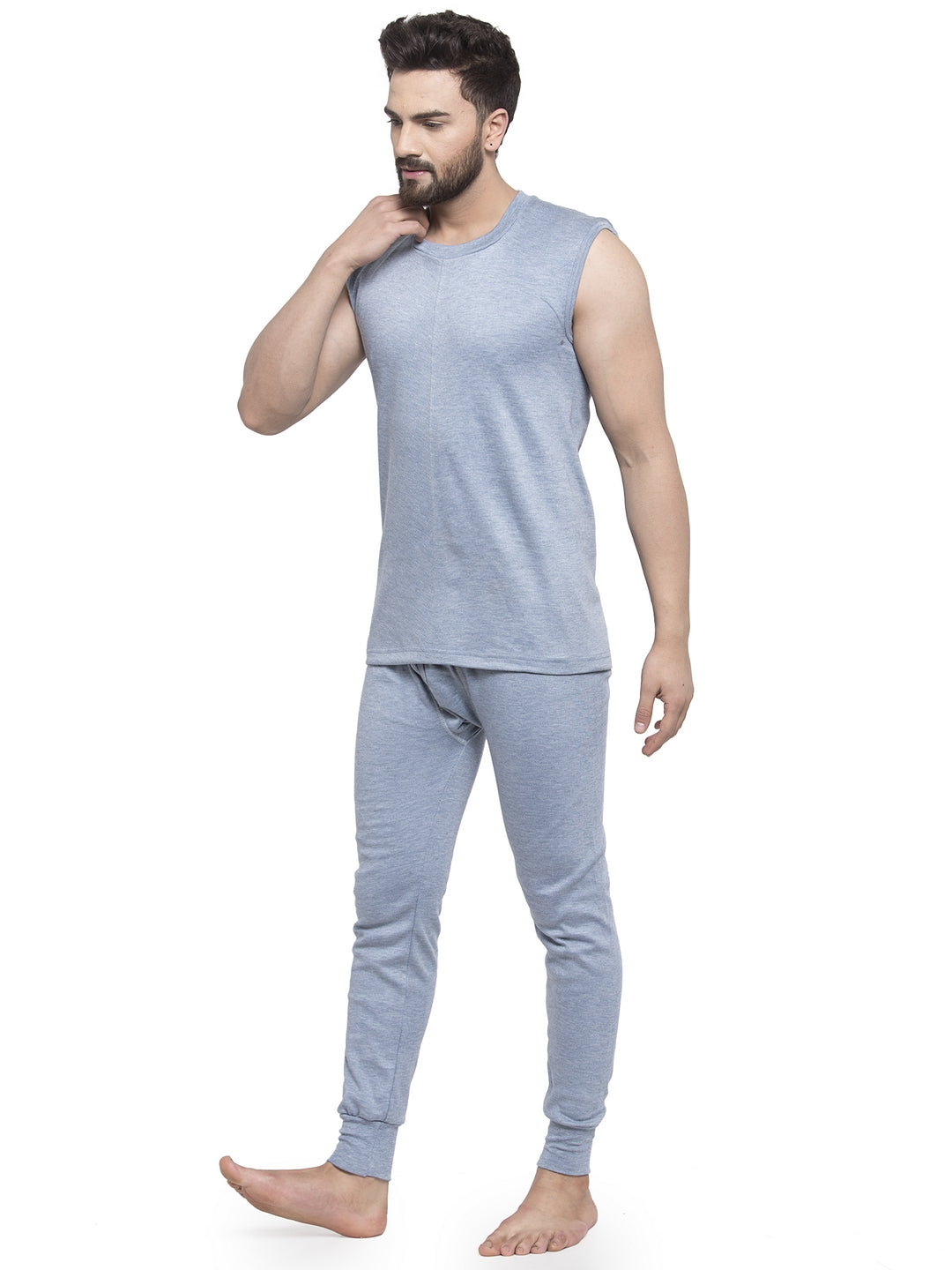 MEN'S SLEEVELESS THERMAL SET ( ROUND NECK VEST AND TROUSER)