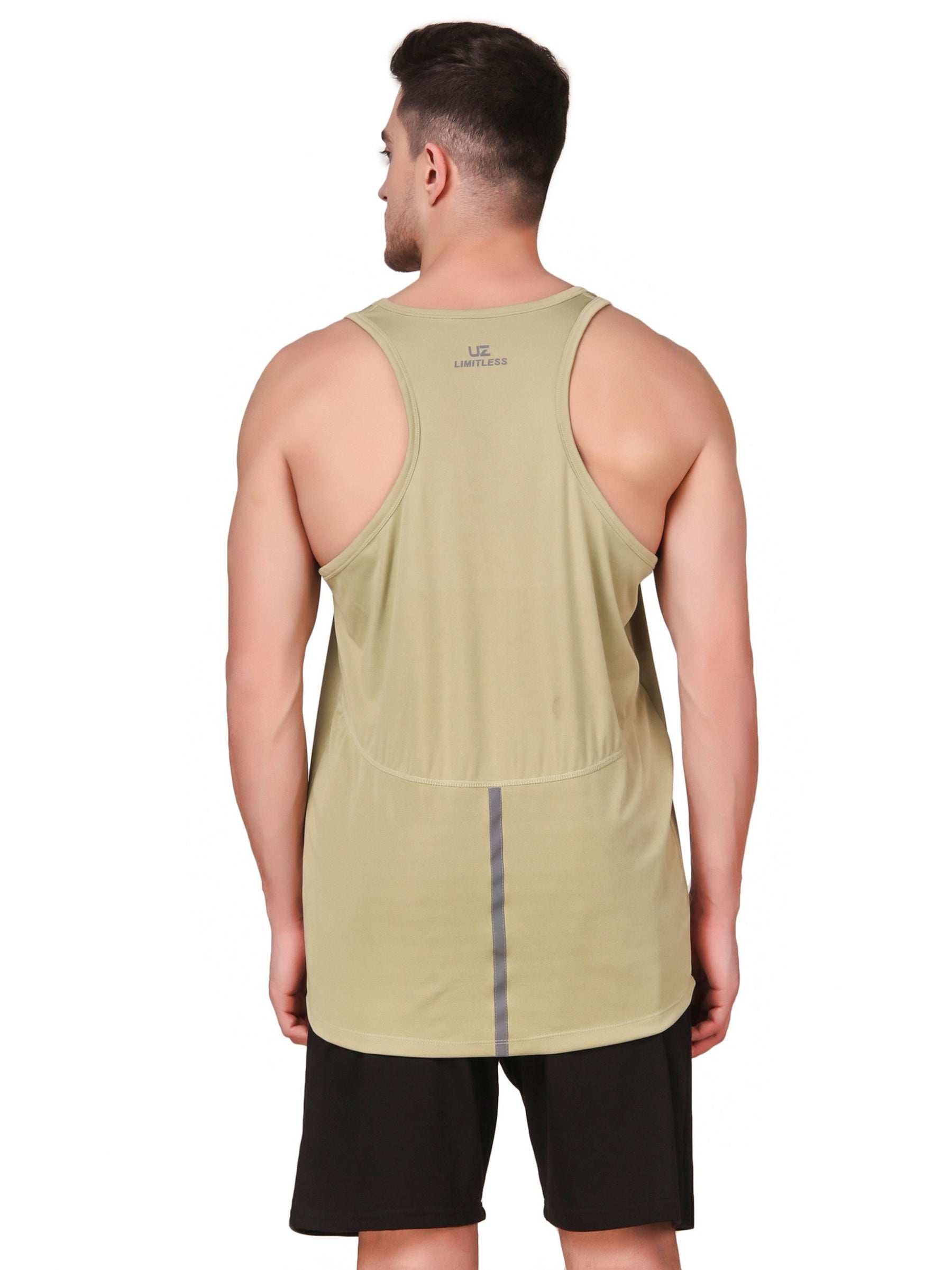 Men's Stretchable Printed Gym Vest Regular Fit Tank Sleeveless T-Shirt