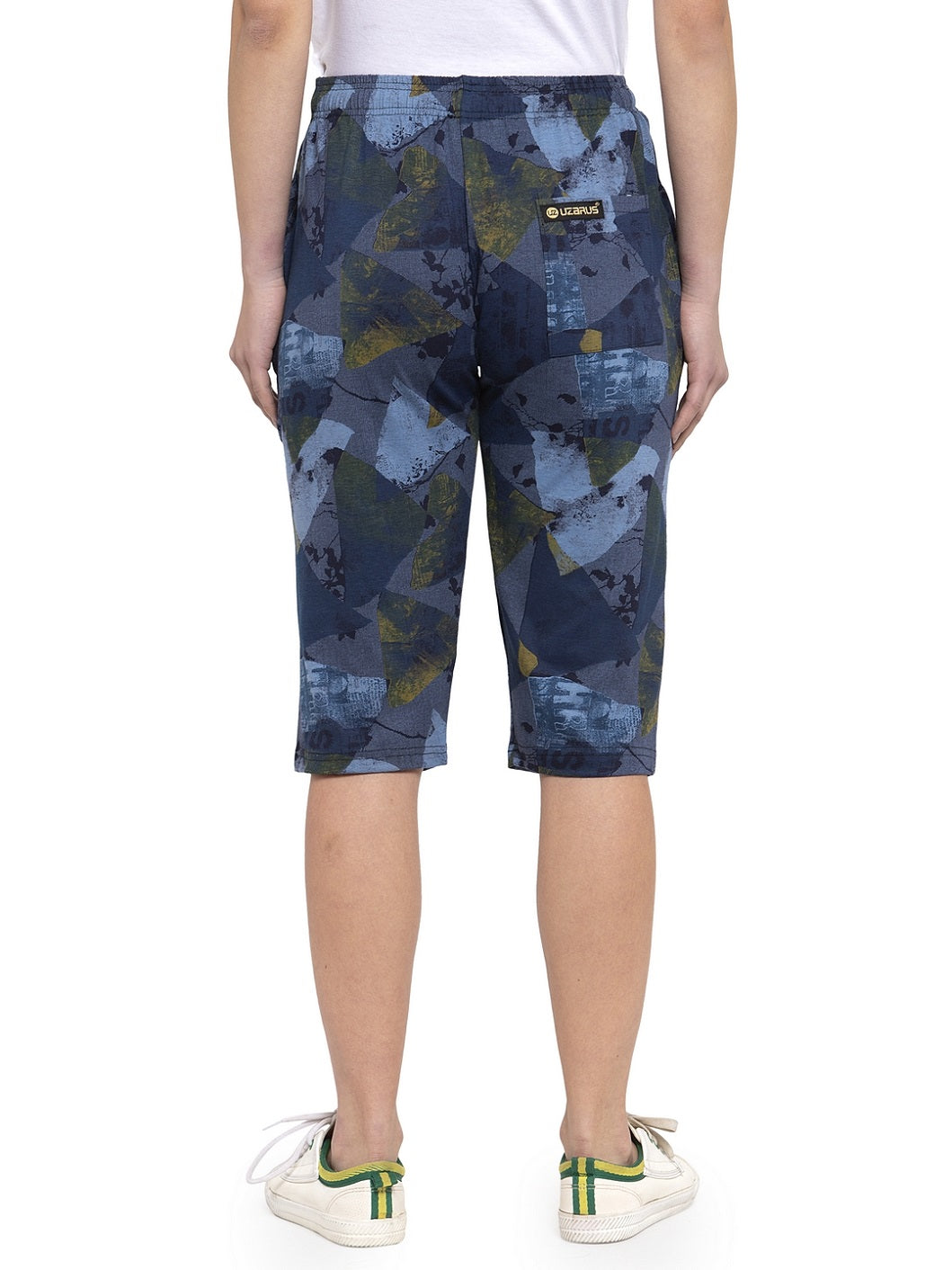 Women's Cotton Three Fourth Capri Shorts With Two Zippered Pockets