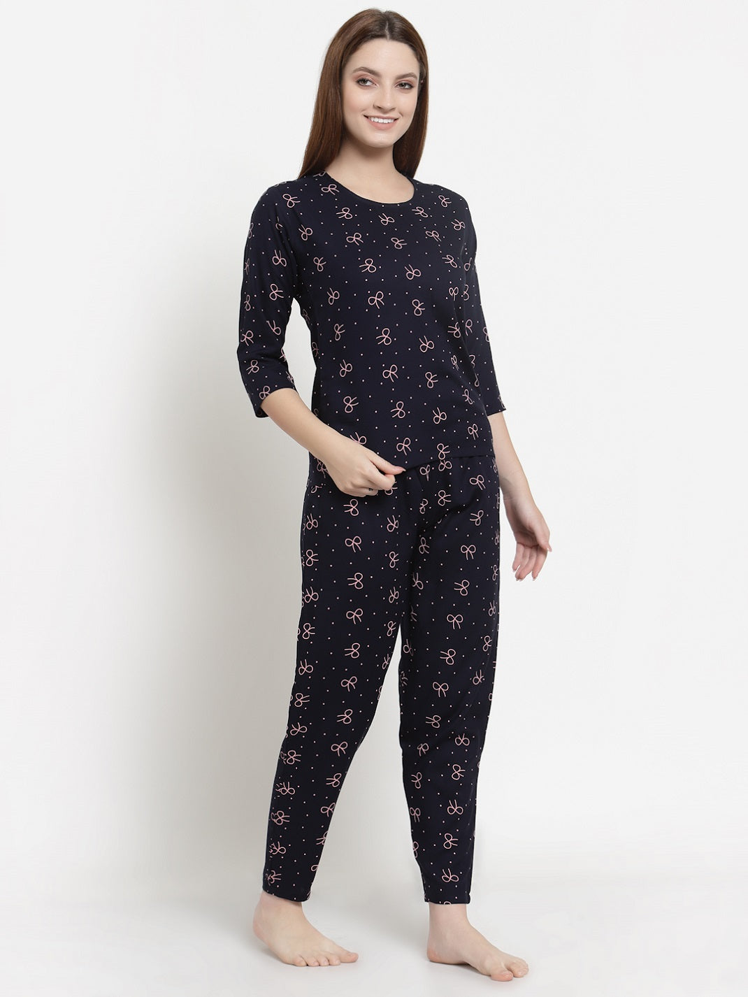 Uzarus Women's Cotton Printed Night Suit Set of Top & Pyjama