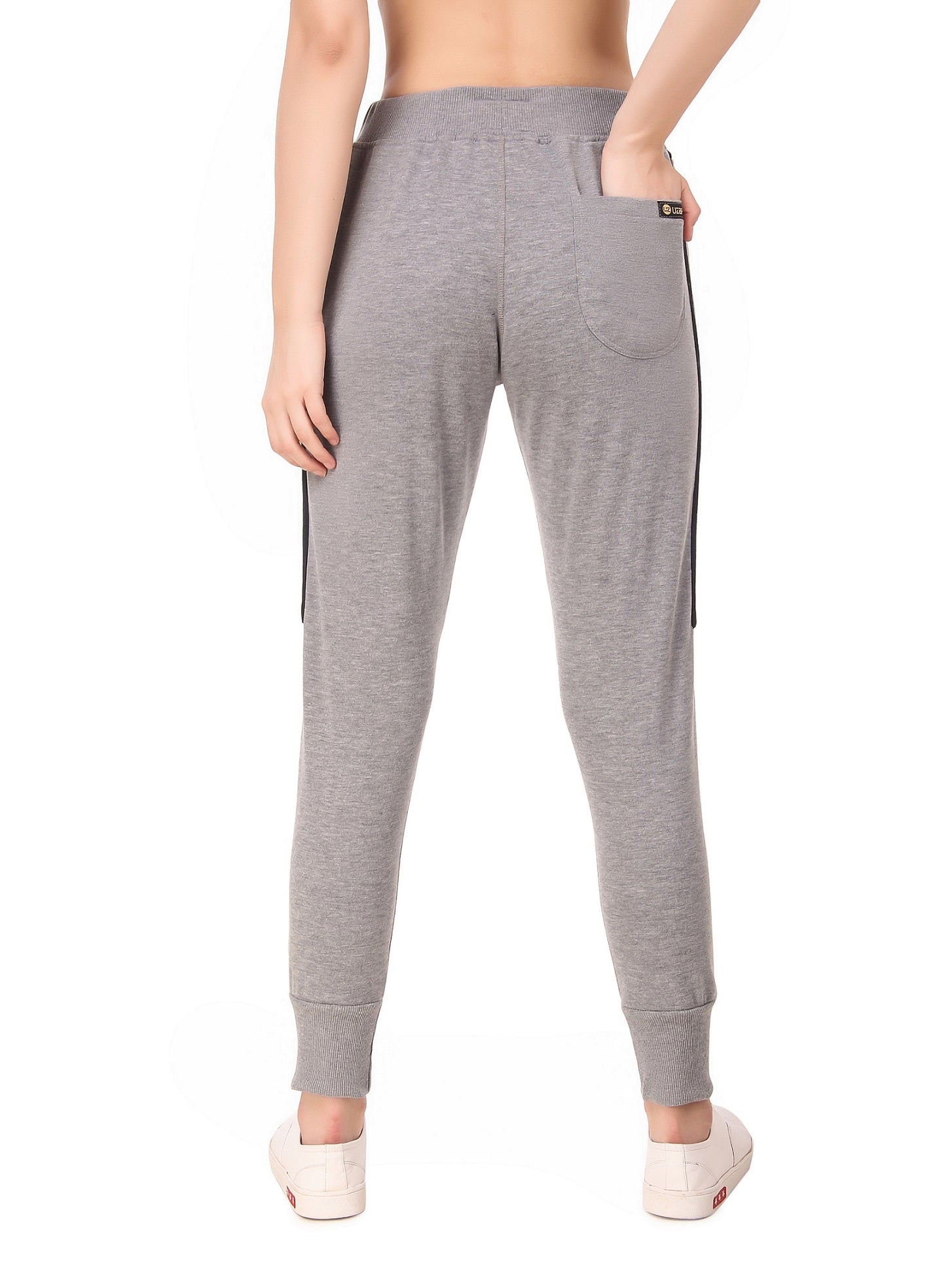 Women's Cotton Slim Fit Joggers Track Pants with 2 Zippered Pockets