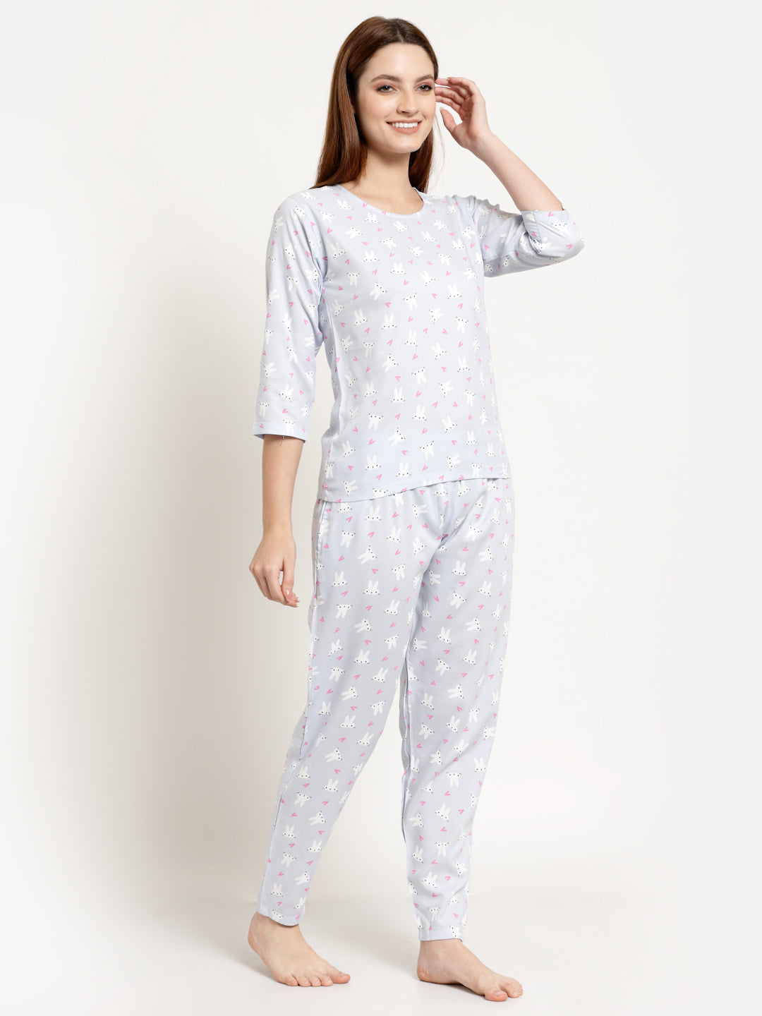 Uzarus Women's Cotton Printed Night Suit Set of Top & Pyjama