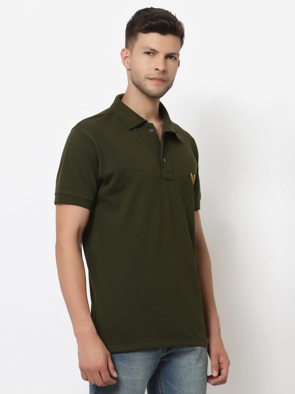 Men's Solid Cotton Regular Fit Polo T-Shirt