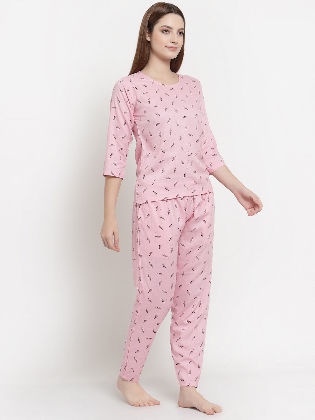 Uzarus Women's Cotton Printed Night Suit Set of Top & Pyjama