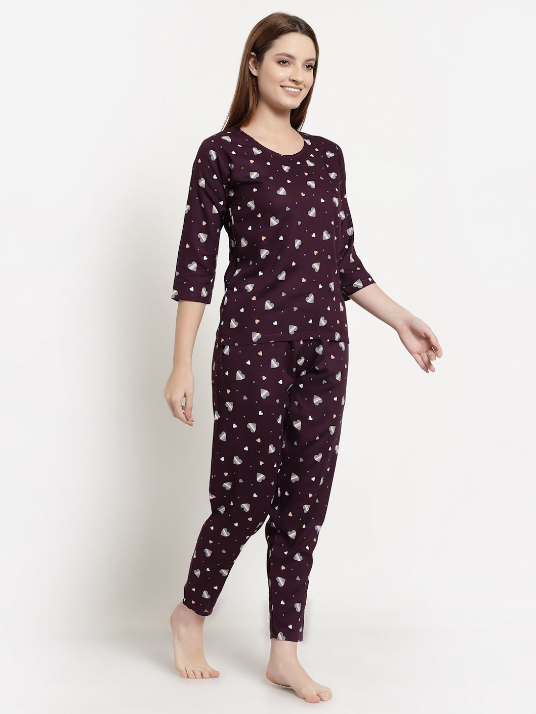 Uzarus Women's Cotton Printed Night Suit Set of Top & Pyjama