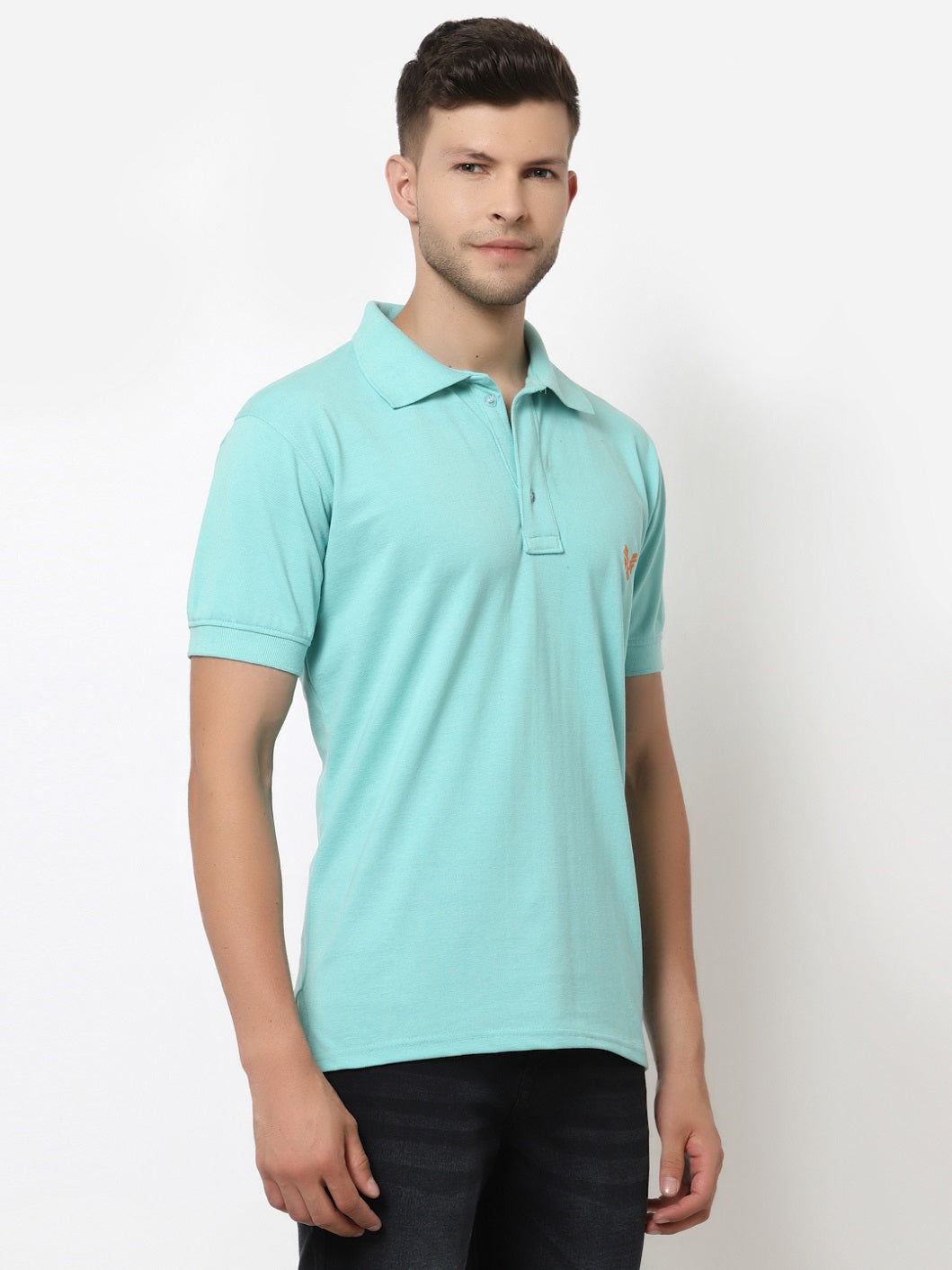 Men's Solid Cotton Regular Fit Polo T-Shirt