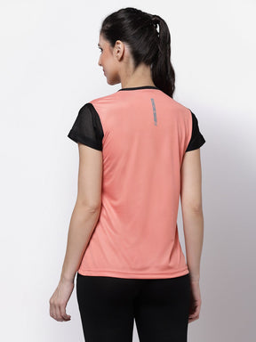 UZARUS Women's Half Sleeves Sports Gym T-Shirt With Zipper