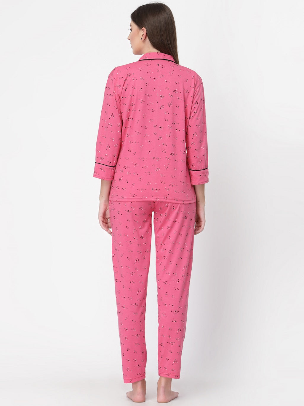 Uzarus Women's Cotton Printed Night Suit Set of Shirt & Pyjama