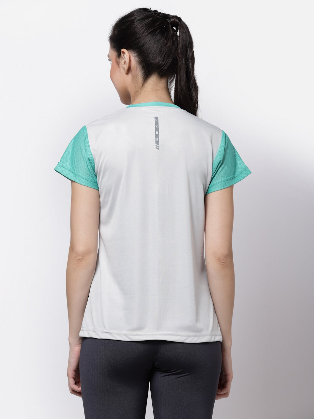 UZARUS Women's Half Sleeves Sports Gym T-Shirt With Zipper