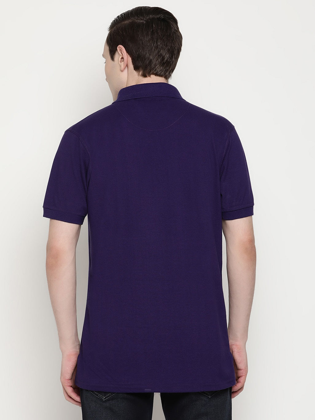 Men's Solid Cotton Regular Fit Zipper Polo T-Shirt