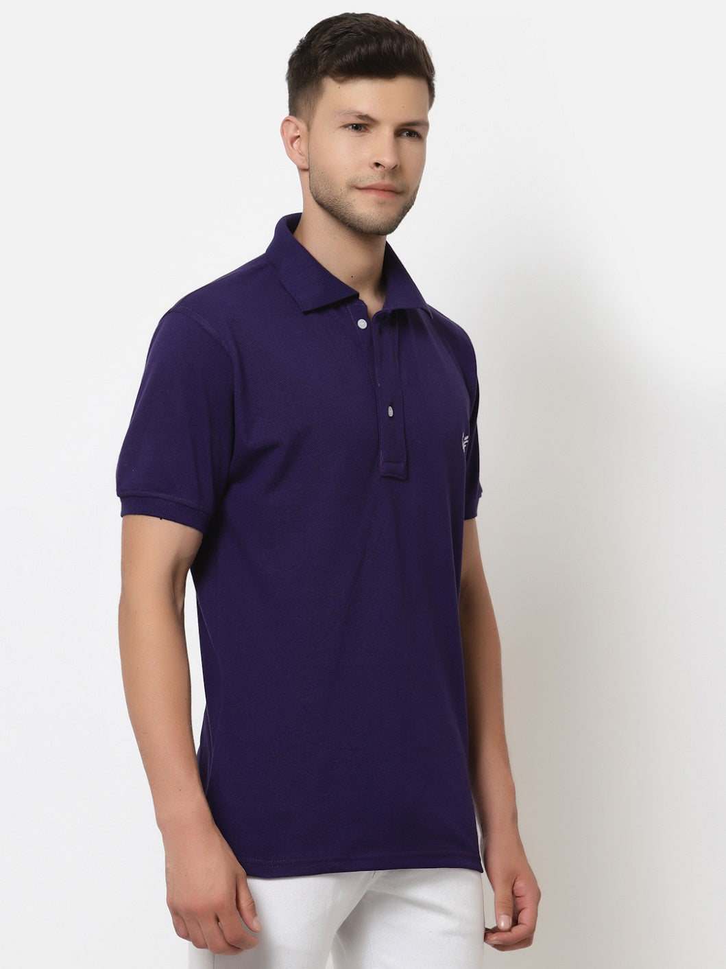 Men's Solid Cotton Regular Fit Polo T-Shirt