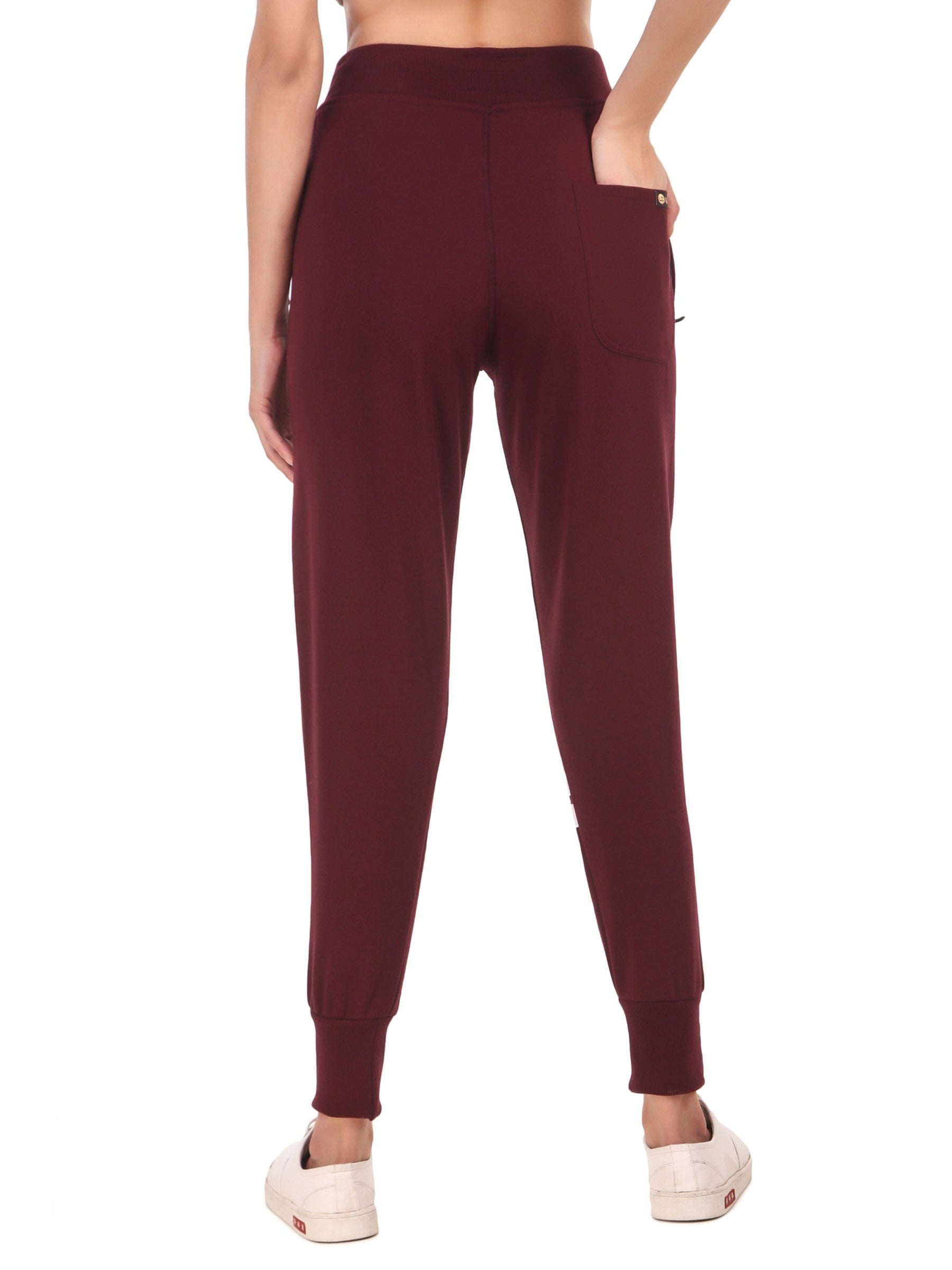 Women's Cotton Slim Fit Joggers Track Pants with 2 Zippered Pockets