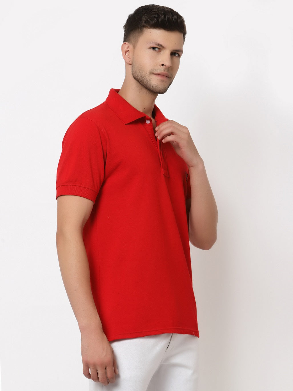 Men's Solid Cotton Regular Fit Polo T-Shirt