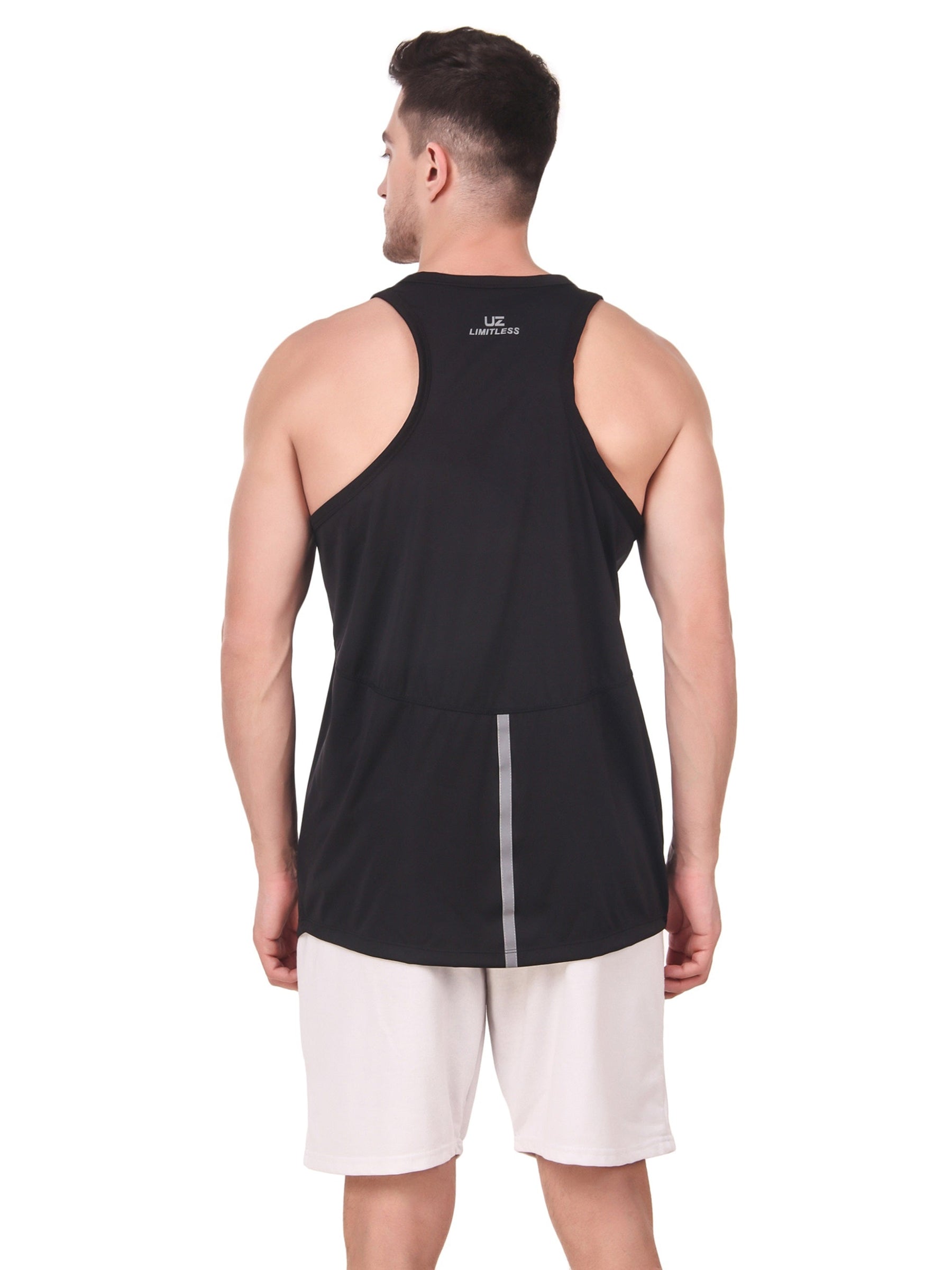 Men's Stretchable Printed Gym Vest Regular Fit Tank Sleeveless T-Shirt