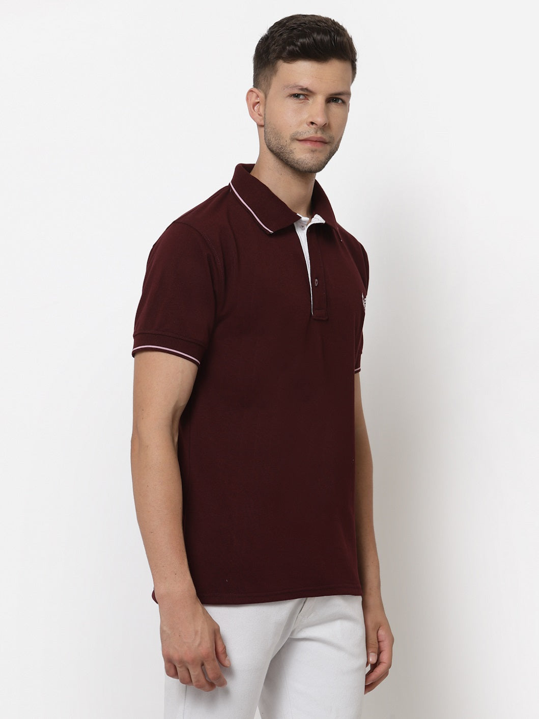 Men's Solid Cotton Regular Fit Polo T-Shirt
