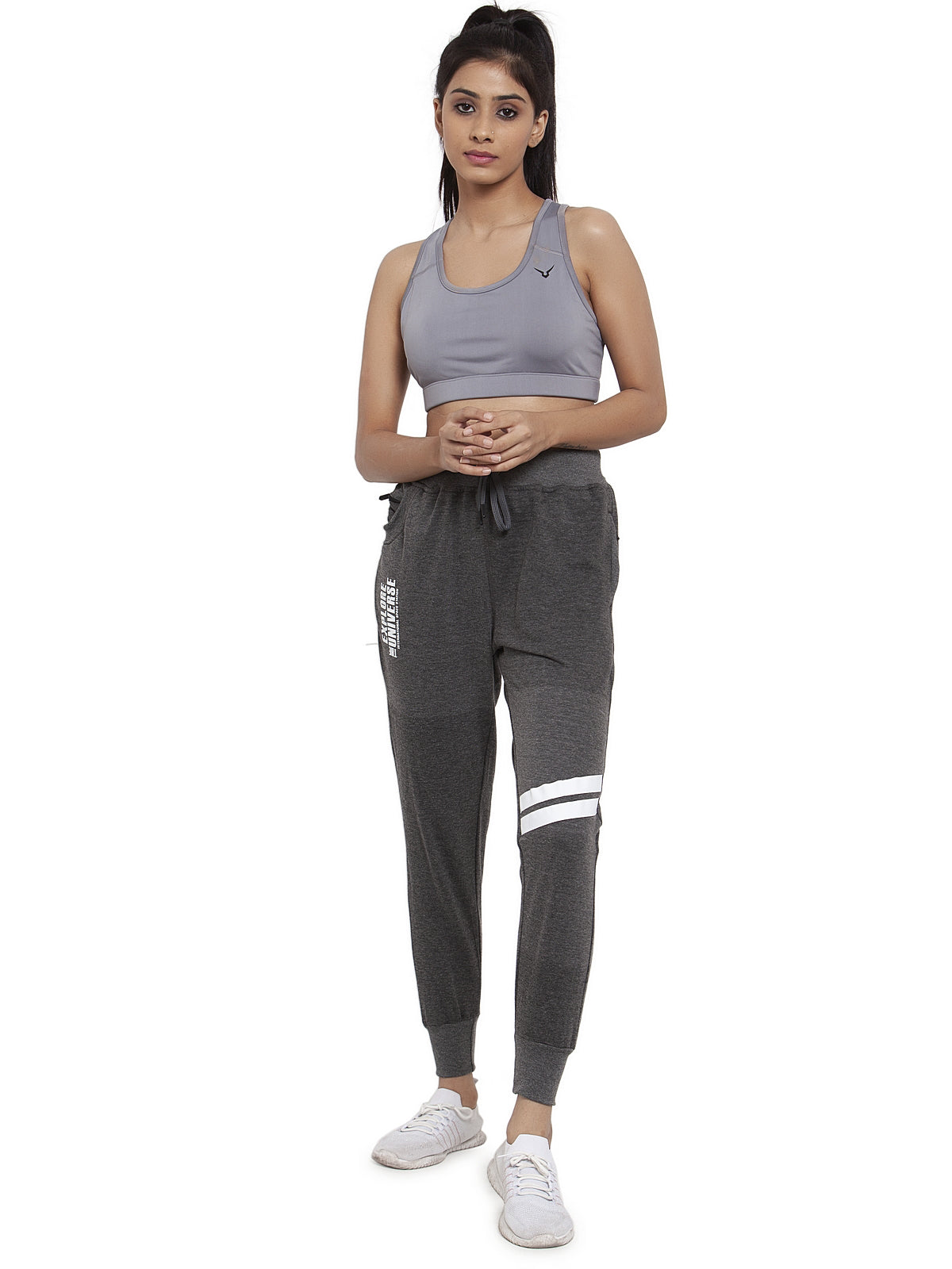 Women's Cotton Slim Fit Joggers Track Pants with 2 Zippered Pockets