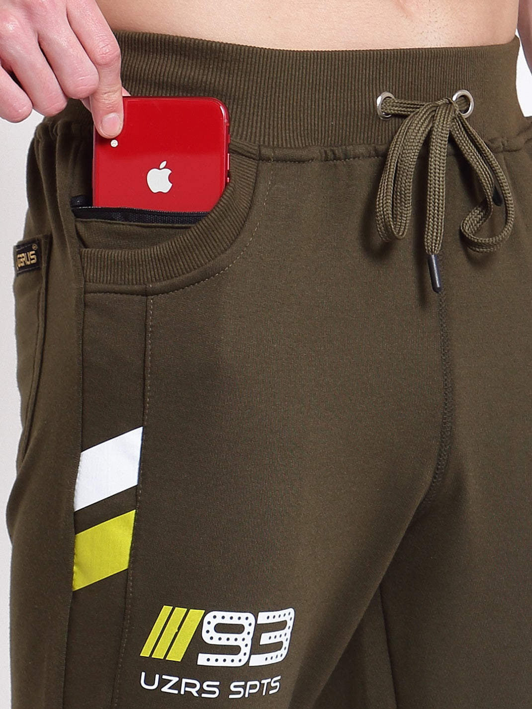 UZARUS Men's Cotton Joggers 2 Zippered Pockets