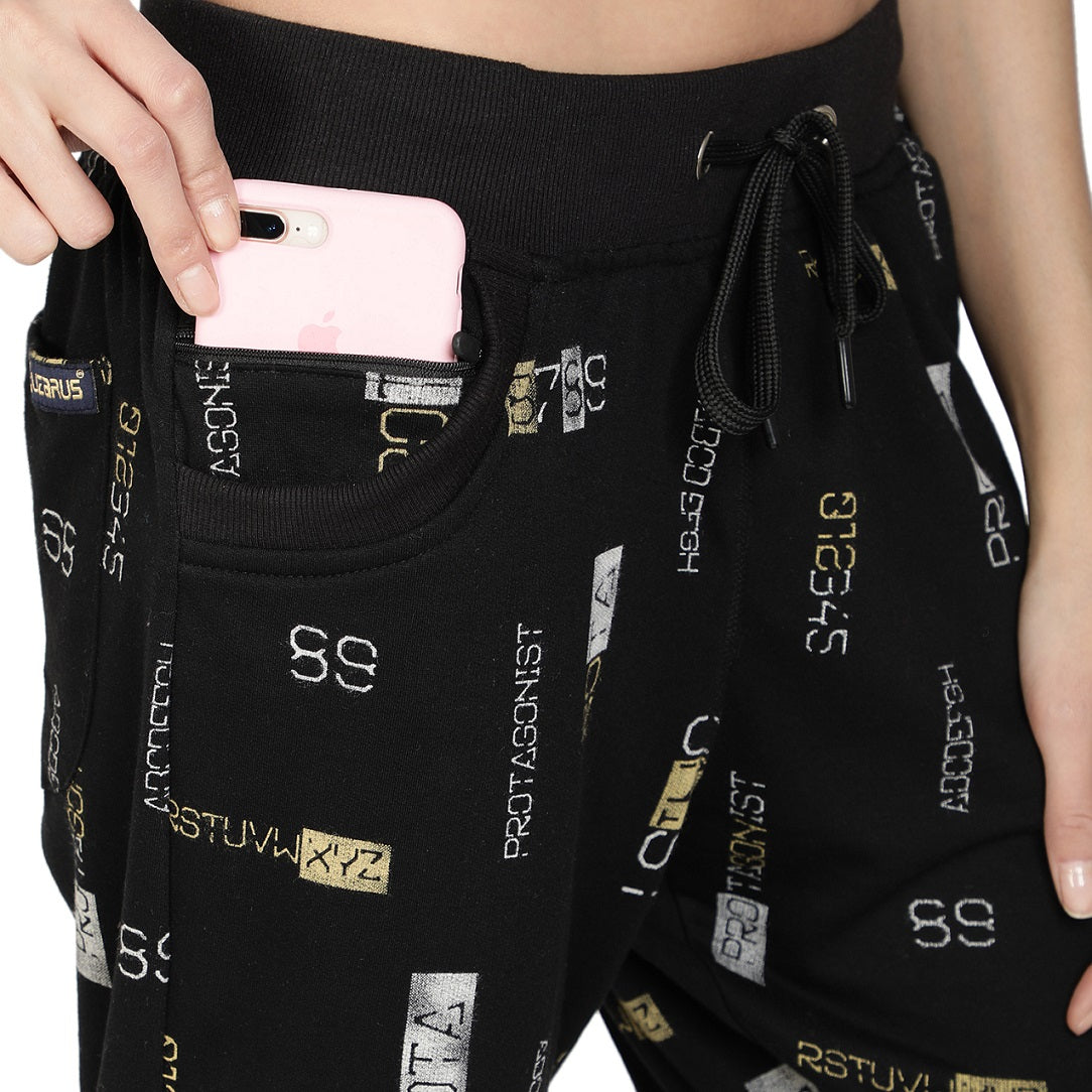 Women's Cotton Slim Fit Joggers Track Pants with 2 Zippered Pockets