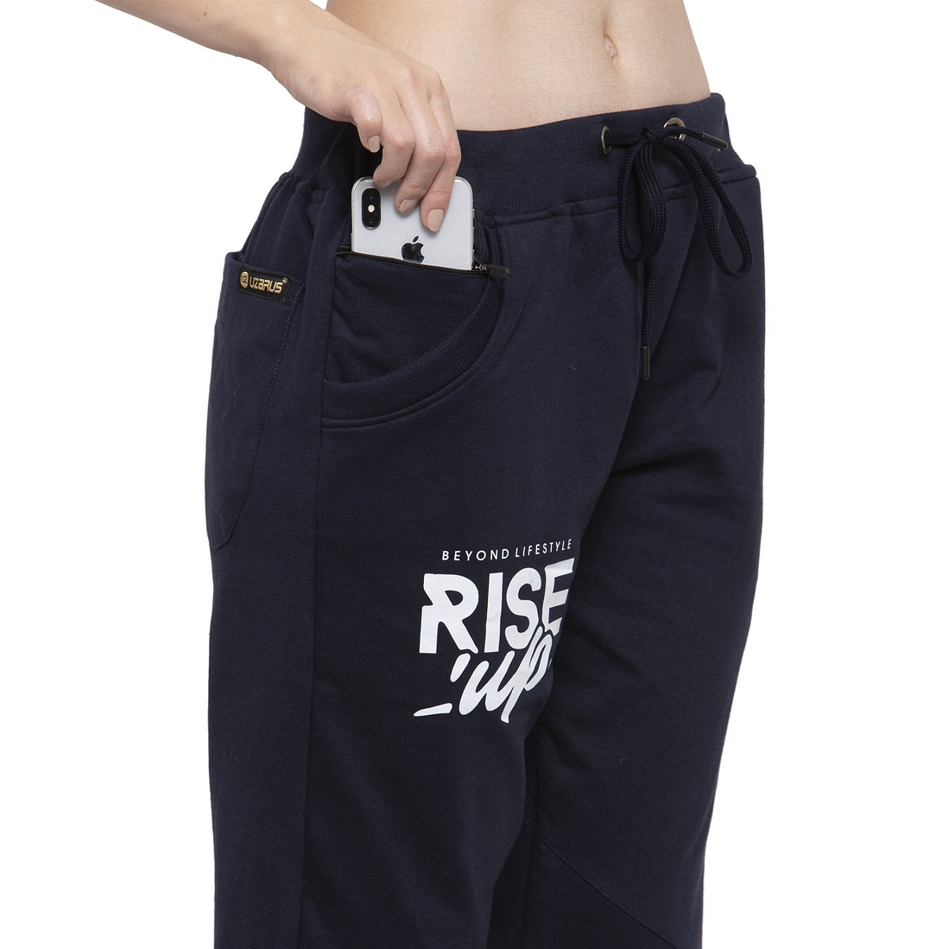 Women's Cotton Slim Fit Joggers Track Pants with 2 Zippered Pockets