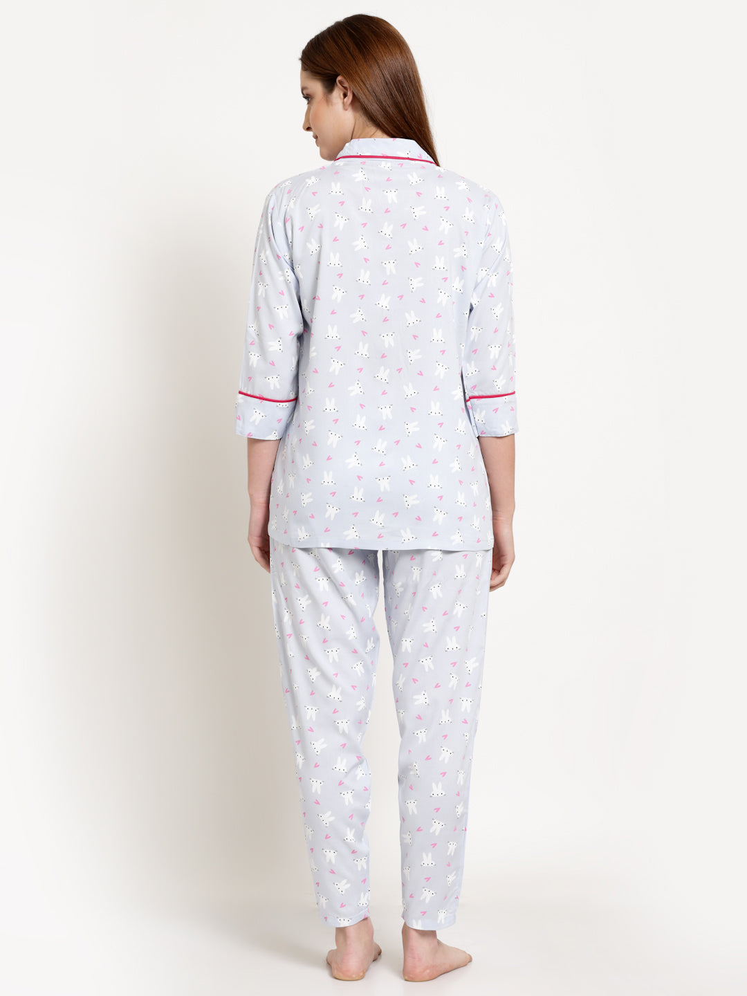 Uzarus Women's Cotton Printed Night Suit Set of Shirt & Pyjama