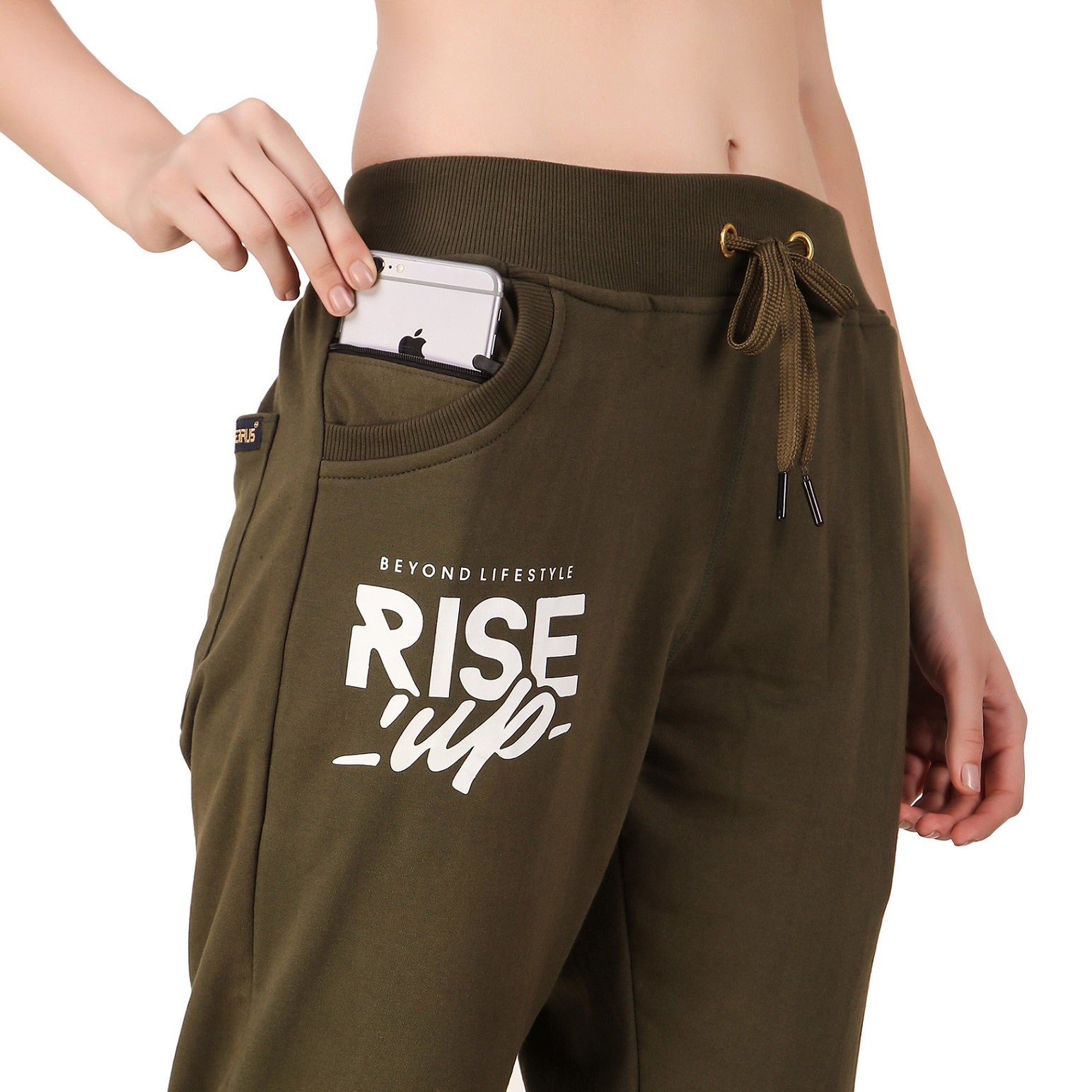Women's Cotton Slim Fit Joggers Track Pants with 2 Zippered Pockets