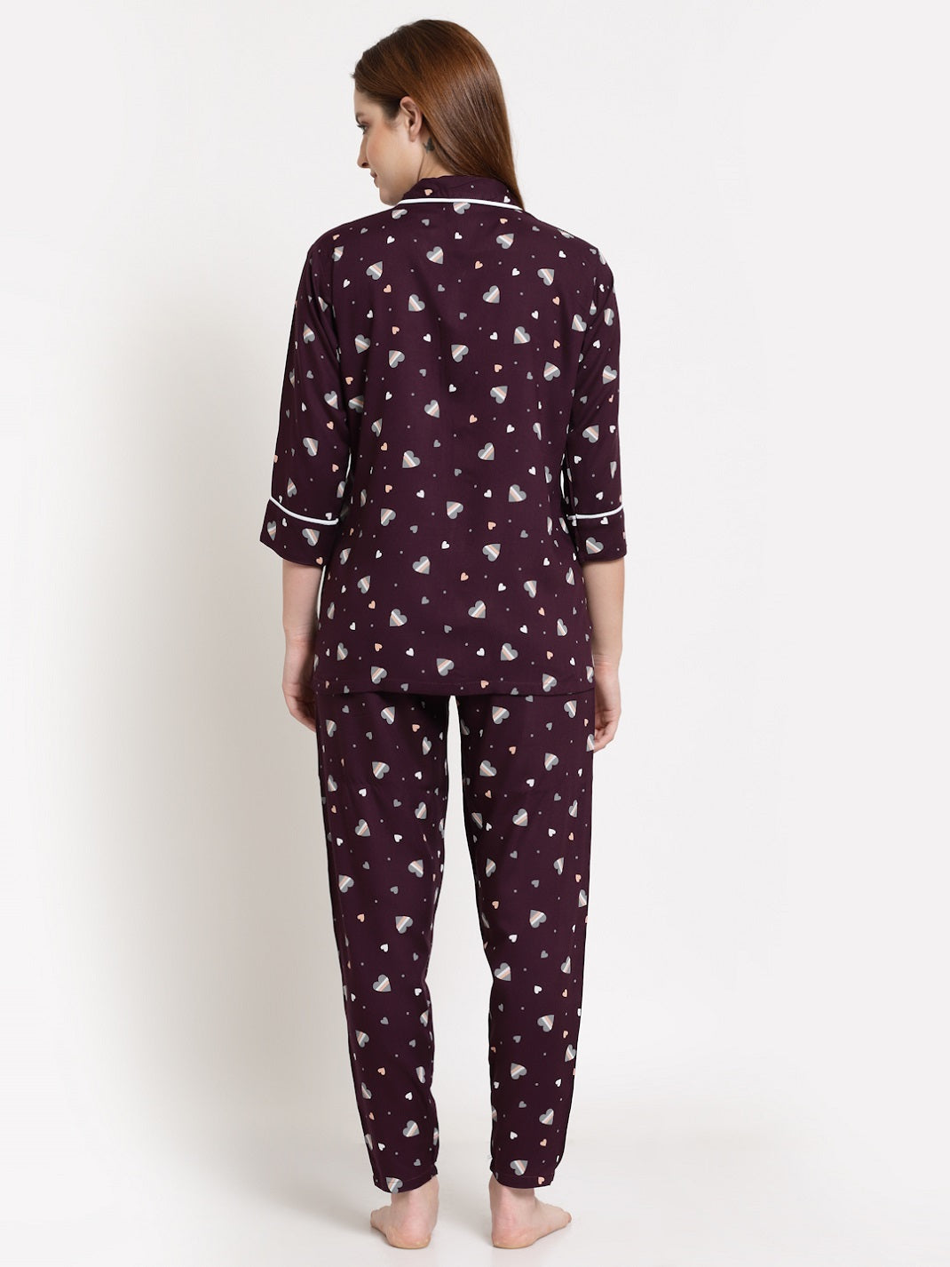 Uzarus Women's Cotton Printed Night Suit Set of Shirt & Pyjama