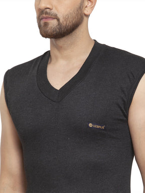 MEN'S SLEEVELESS SOLID V NECK THERMAL TOP