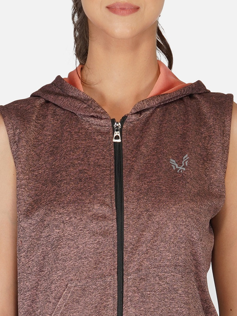Uzarus Women's Sleeveless Hooded Training Sports Gym Jacket