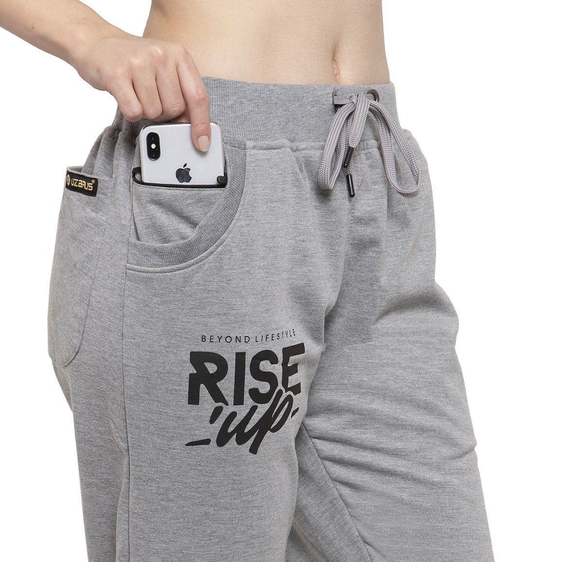 Women's Cotton Slim Fit Joggers Track Pants with 2 Zippered Pockets