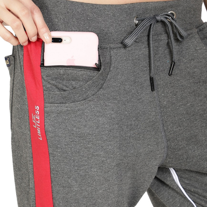 Women's Cotton Slim Fit Joggers Track Pants with 2 Zippered Pockets