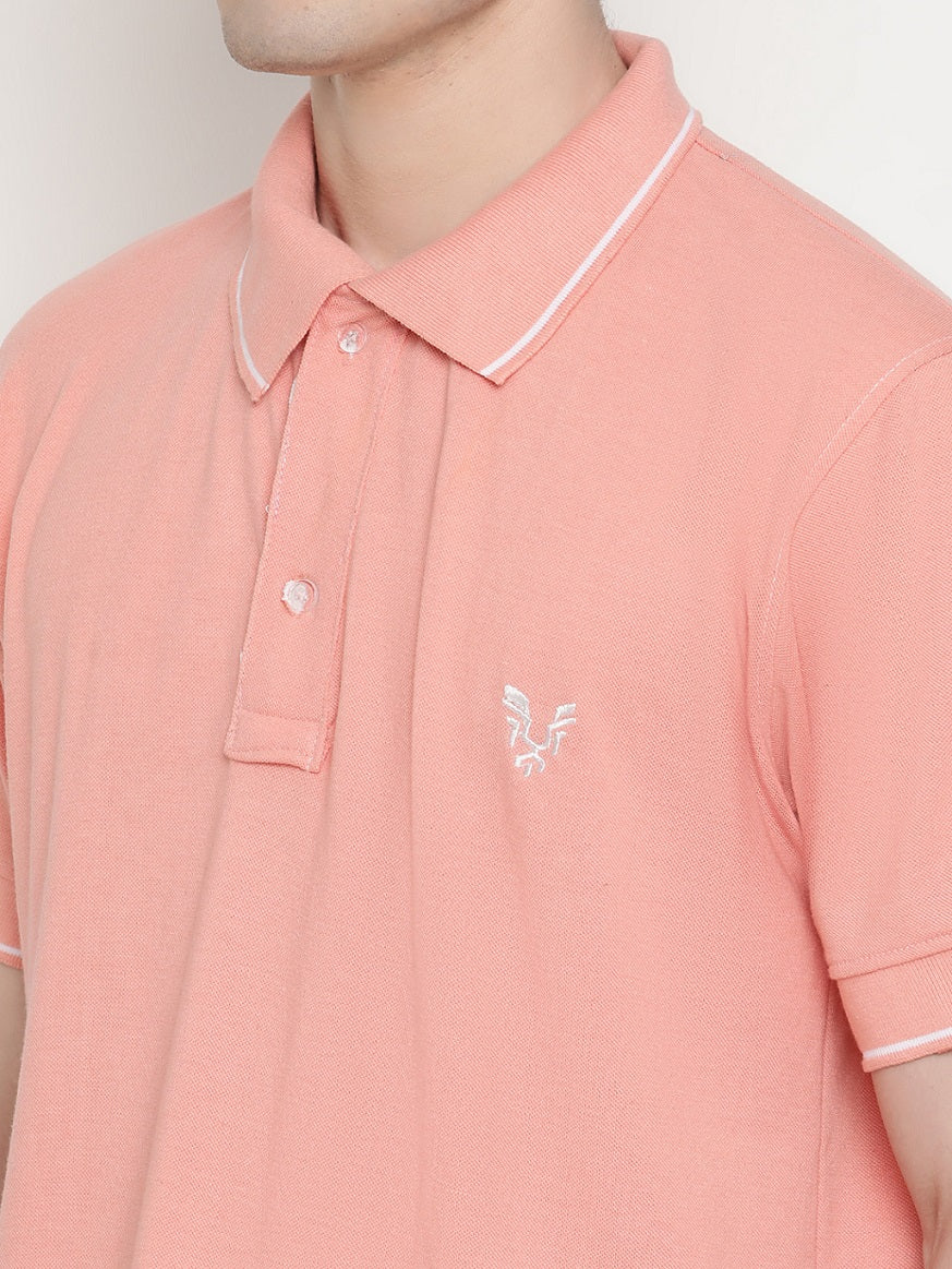 Men's Solid Cotton Regular Fit Polo T-Shirt
