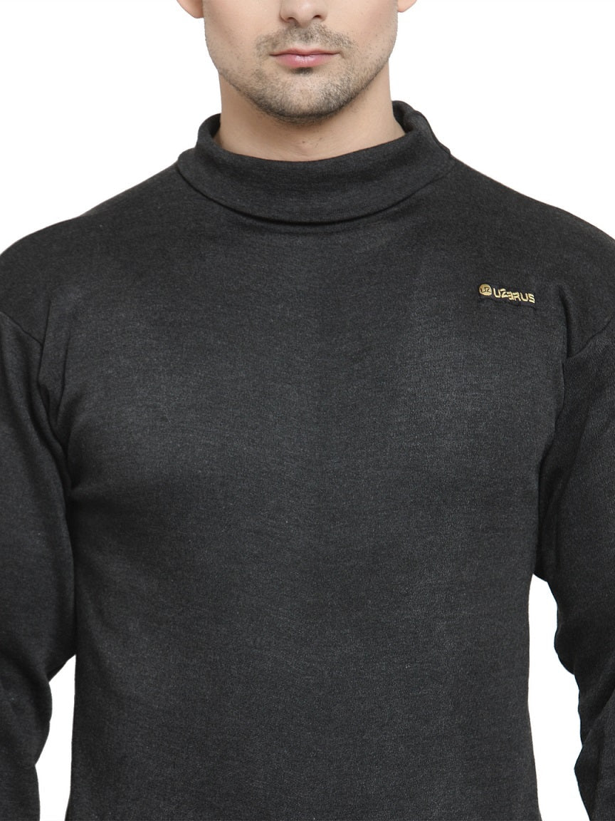 MEN'S SOLID HIGH NECK THERMAL WEAR TOP AND BOTTOM SET