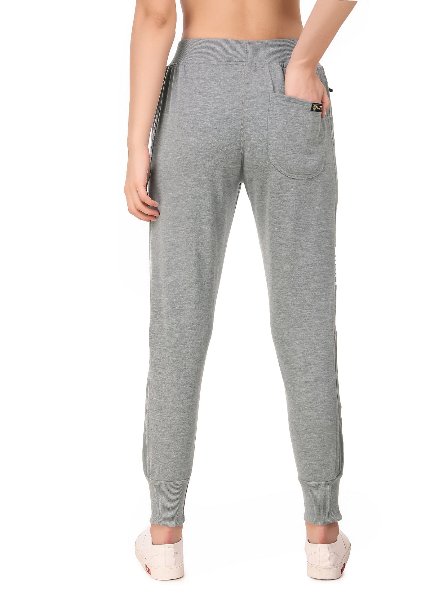 Women's Cotton Slim Fit Joggers Track Pants with 2 Zippered Pockets