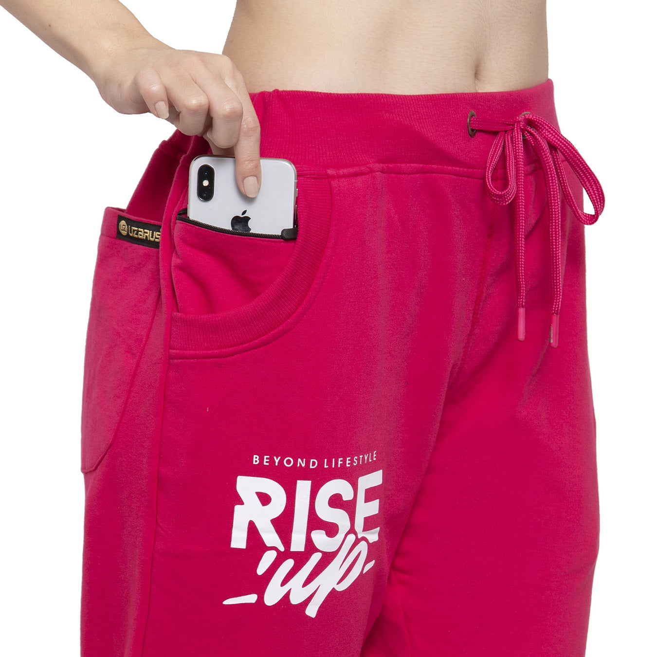 Women's Cotton Slim Fit Joggers Track Pants with 2 Zippered Pockets