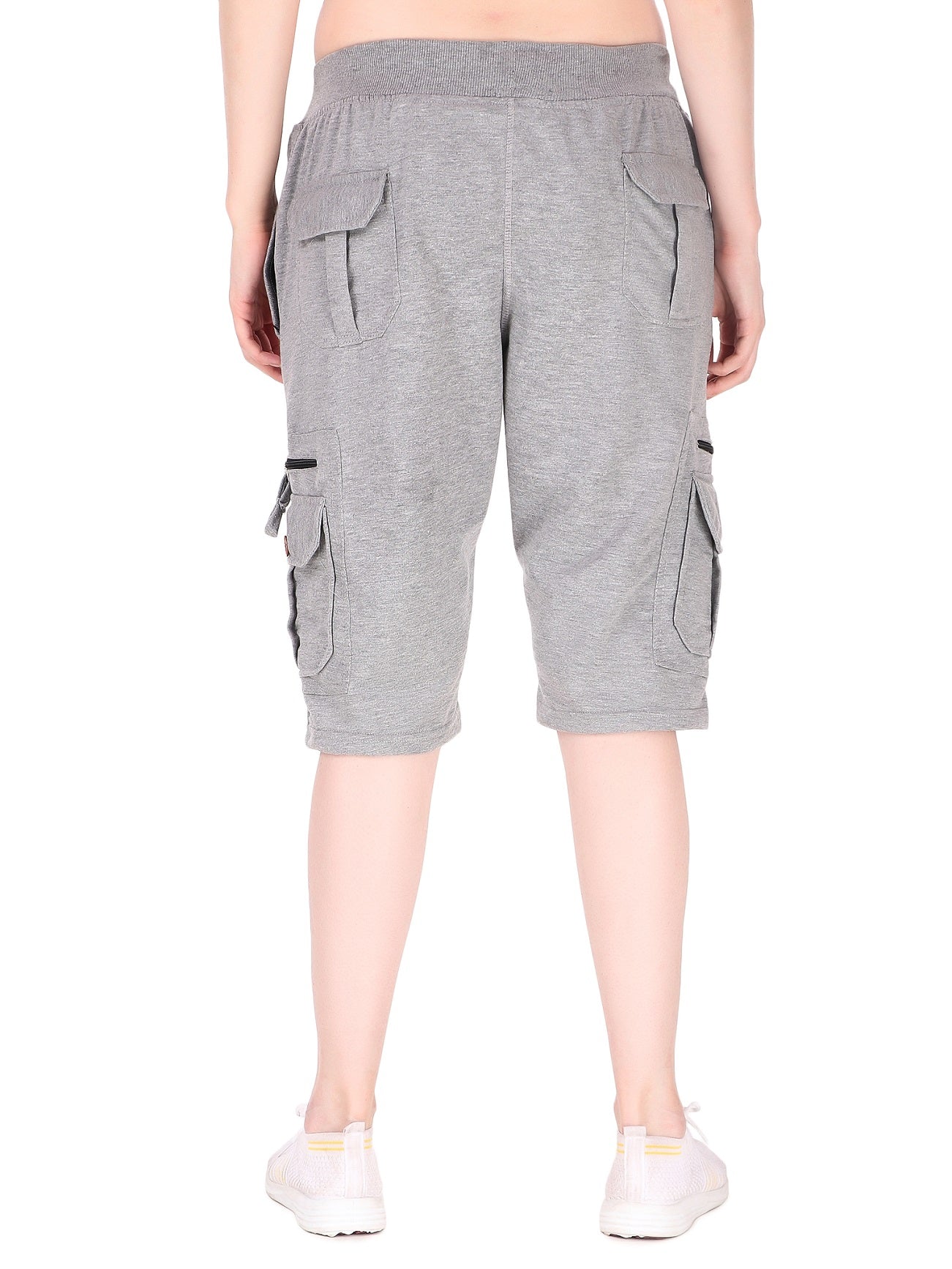 Women's Cargo Capri Shorts With 9 Zippered Pockets