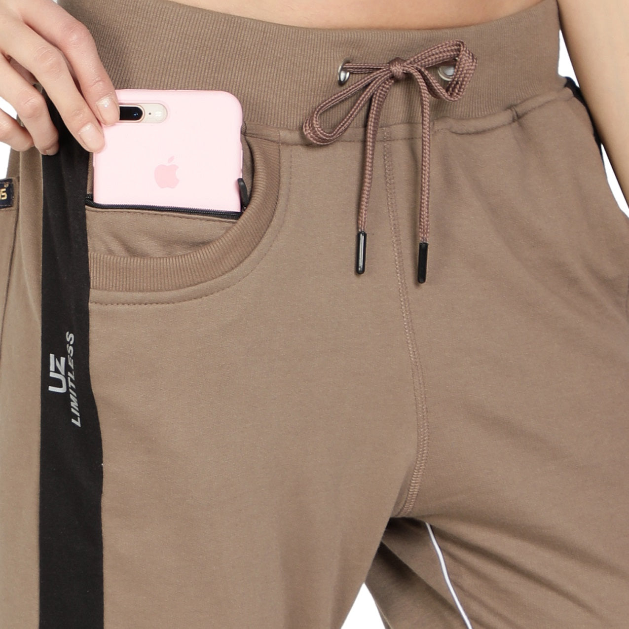 Women's Cotton Slim Fit Joggers Track Pants with 2 Zippered Pockets