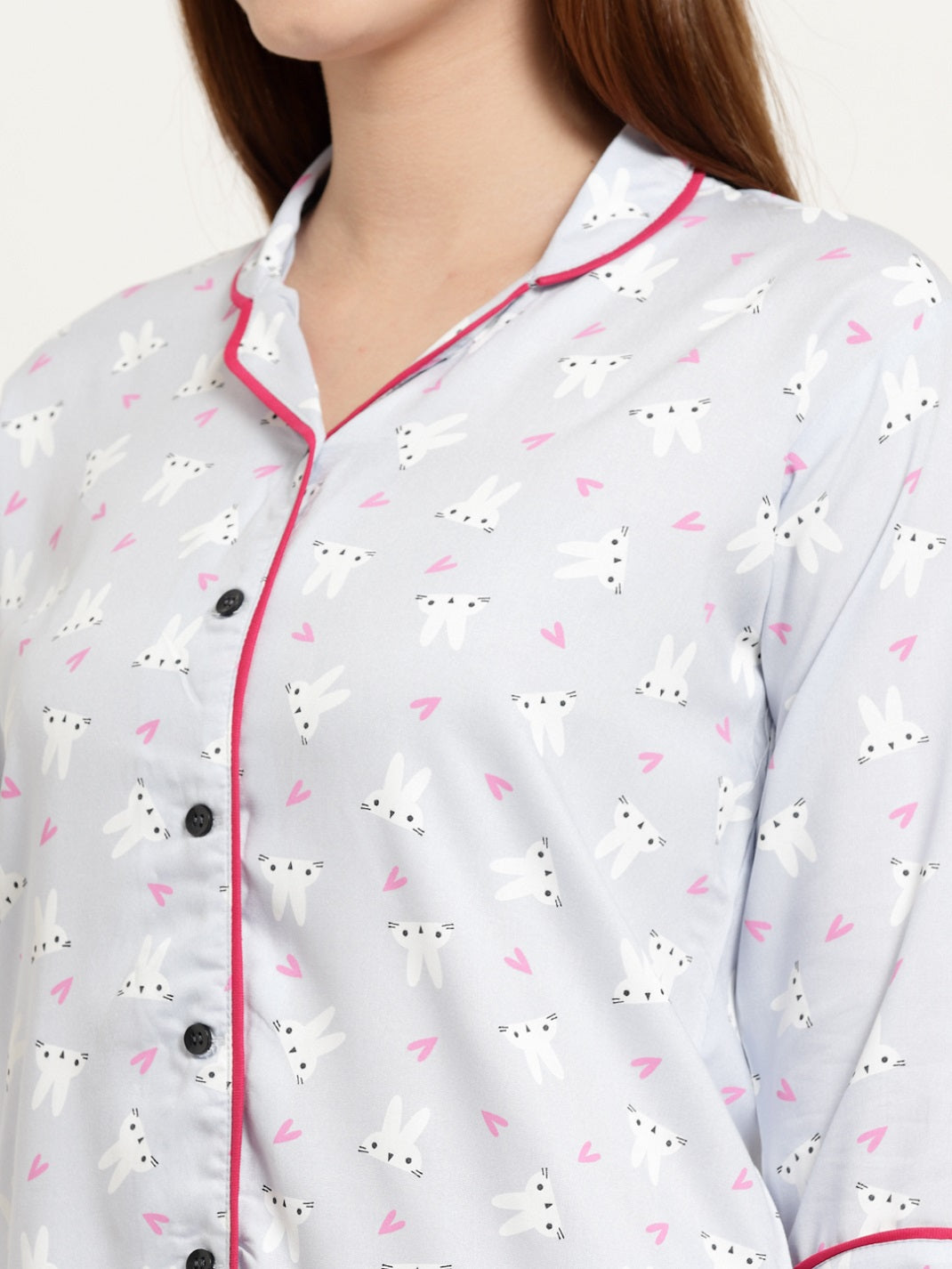 Uzarus Women's Cotton Printed Night Suit Set of Shirt & Pyjama