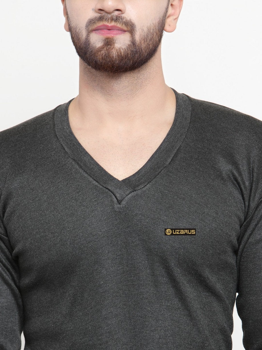 MEN'S SOLID V-NECK THERMAL TOP