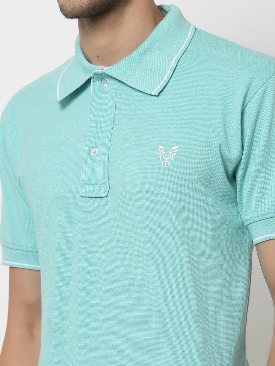 Men's Solid Cotton Regular Fit Polo T-Shirt