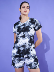 UZARUS Short Night Suit Set for Women|Animal Print Tie-Dye Night Suit Set| Half Sleeve Nights Dress| Round Neck Women Pajama Set| Printed Short Night Dress| Women's Regular Shorts Set