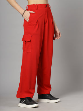 UZARUS Women's Relax Fit Cargo Trouser 4 Pockets Baggy Pants