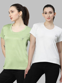 UZARUS Women's Comfort Active Fit Workout Top Sports Gym T-Shirt (Pack Of 2)