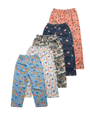 Uzarus Relaxed Pajama Pants with All Over Print for Boys and Girls (Bright Colors)(Regular Fit)(Pack of 5)