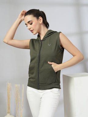 UZARUS Women's Half Sleeves Cotton Anthra Jacket with Hood