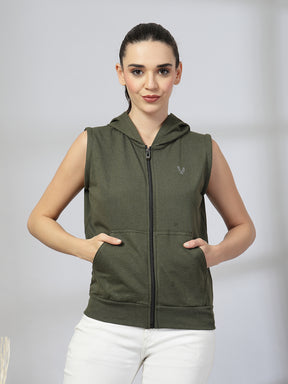 UZARUS Women's Half Sleeves Cotton Anthra Jacket with Hood
