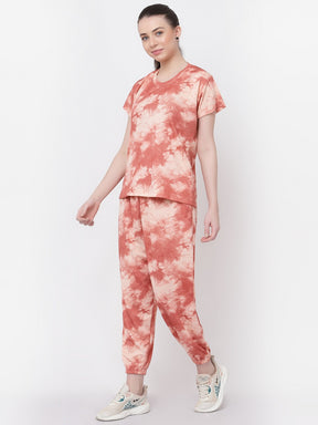 Uzarus Pajama Set for Woman| Animal Print Tie-Dye Night Suit Set| Lounge Wear| Full Pair Set for Women| Outfit for Girls| Nightwear| Tracking| Outdoor Pajama Set